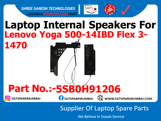 Laptop Internal Speakers For Lenovo Yoga 500-14IBD Flex 3- 1470 Part No.:-5SB0H91206