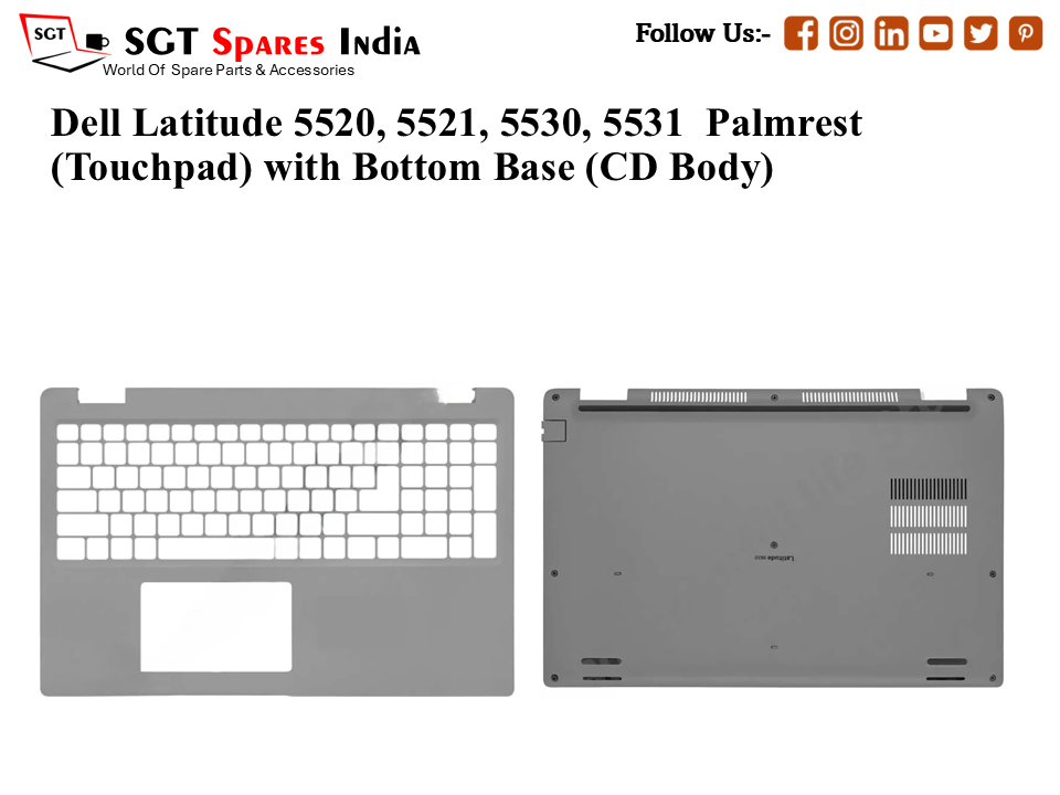 Dell Latitude 5520, 5521, 5530, 5531 Palmrest (Touchpad) with Bottom Base (CD Body)