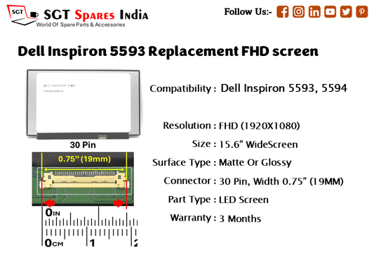 Dell Inspiron 5593 Replacement FHD screen