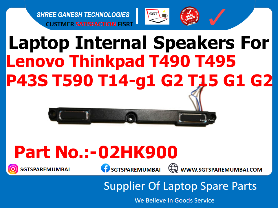 Laptop Internal Speakers For Lenovo Thinkpad T490 T495 P43S T590 T14-g1 G2 T15 G1 G2 Part No.:-02HK900