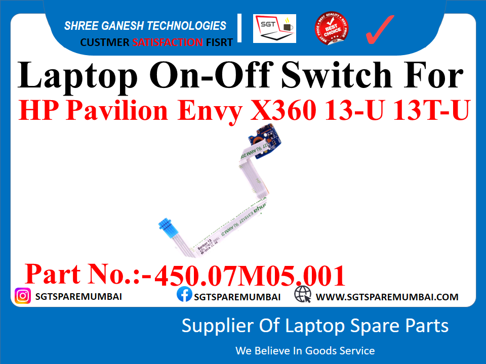 Laptop On-Off Switch For HP Pavilion Envy X360 13-U 13T-U Part No.:-450.07M05,001