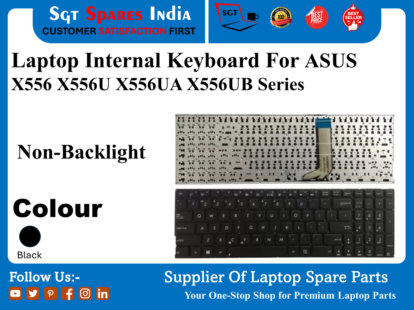 Laptop Internal Keyboard For ASUS X556 X556U X556UA X556UB Series Non-Backlight Colour Black