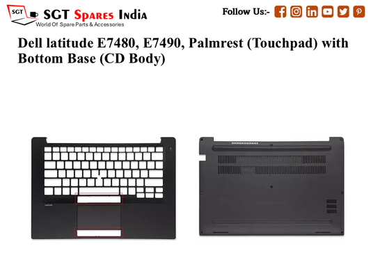 DELL LATITUDE 7480, E7480, 7490, E7490, 0XKYX9 Palmrest (Touchpad) with Bottom Base (CD Body)