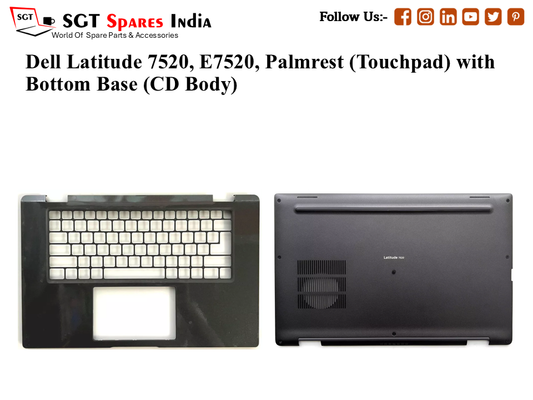 Dell Latitude 7520, E7520, Palmrest (Touchpad) with Bottom Base (CD Body)