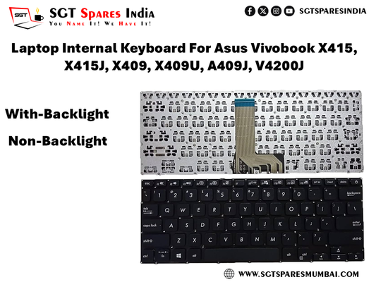 Laptop Internal Keyboard For Asus Vivobook X415, X415J, X409, X409U, A409J, V4200J With-Backlight Non-Backlight Black colour