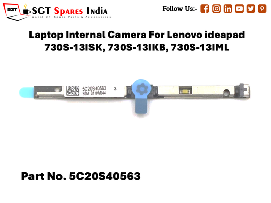 Laptop Internal Camera For Lenovo ideapad 730S-13ISK, 730S-13IKB, 730S-13IML Part No. 5C20S40563