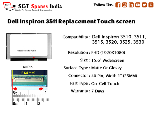 Dell Inspiron 3511 Replacement Touch screen