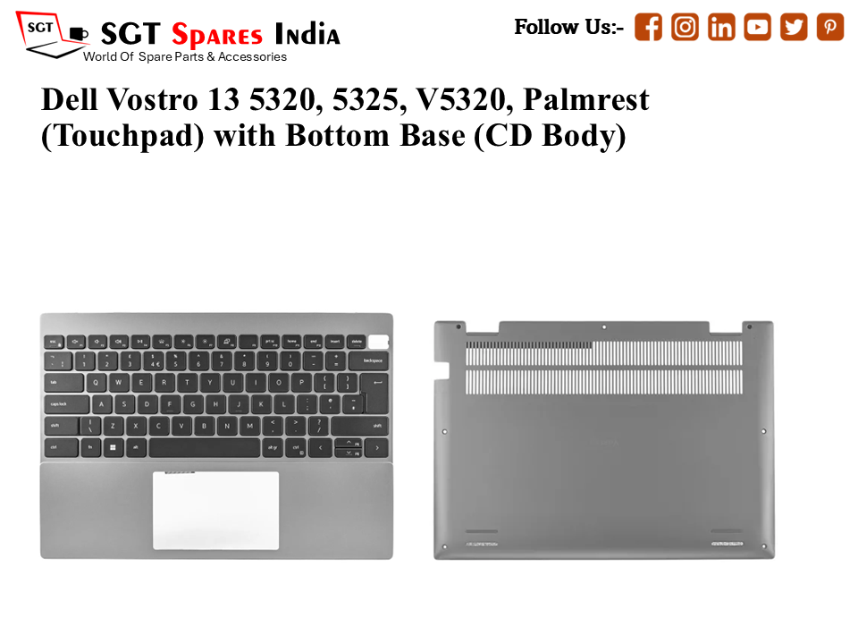 Dell Vostro 13 5320, 5325, V5320, Palmrest (Touchpad) with Bottom Base (CD Body)