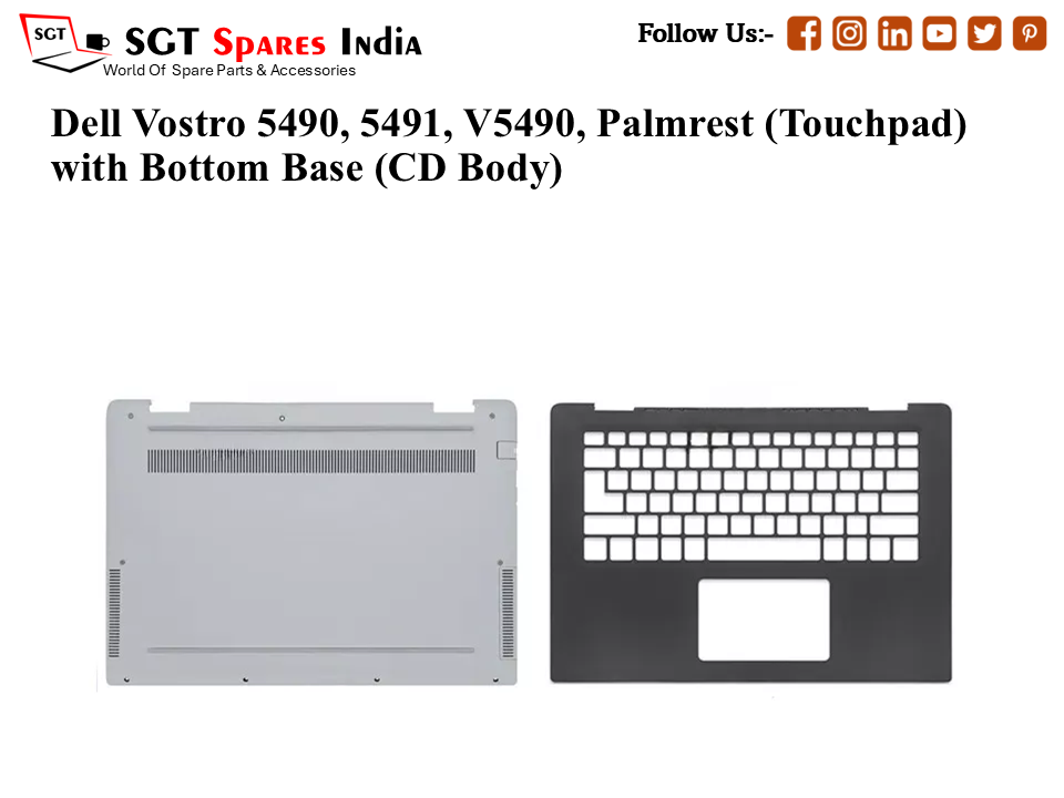 Dell Vostro 5490, 5491, V5490, Palmrest (Touchpad) with Bottom Base (CD Body)