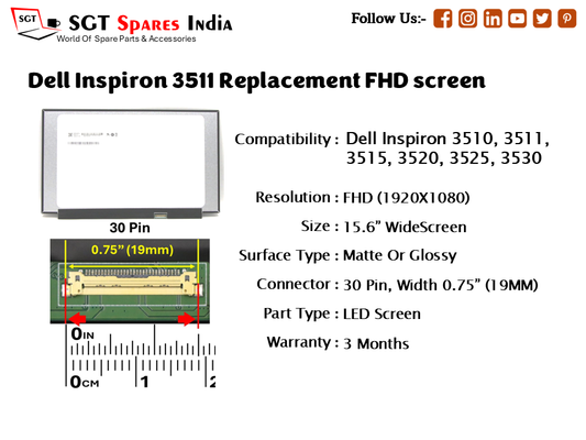 Dell Inspiron 3511 Replacement FHD screen
