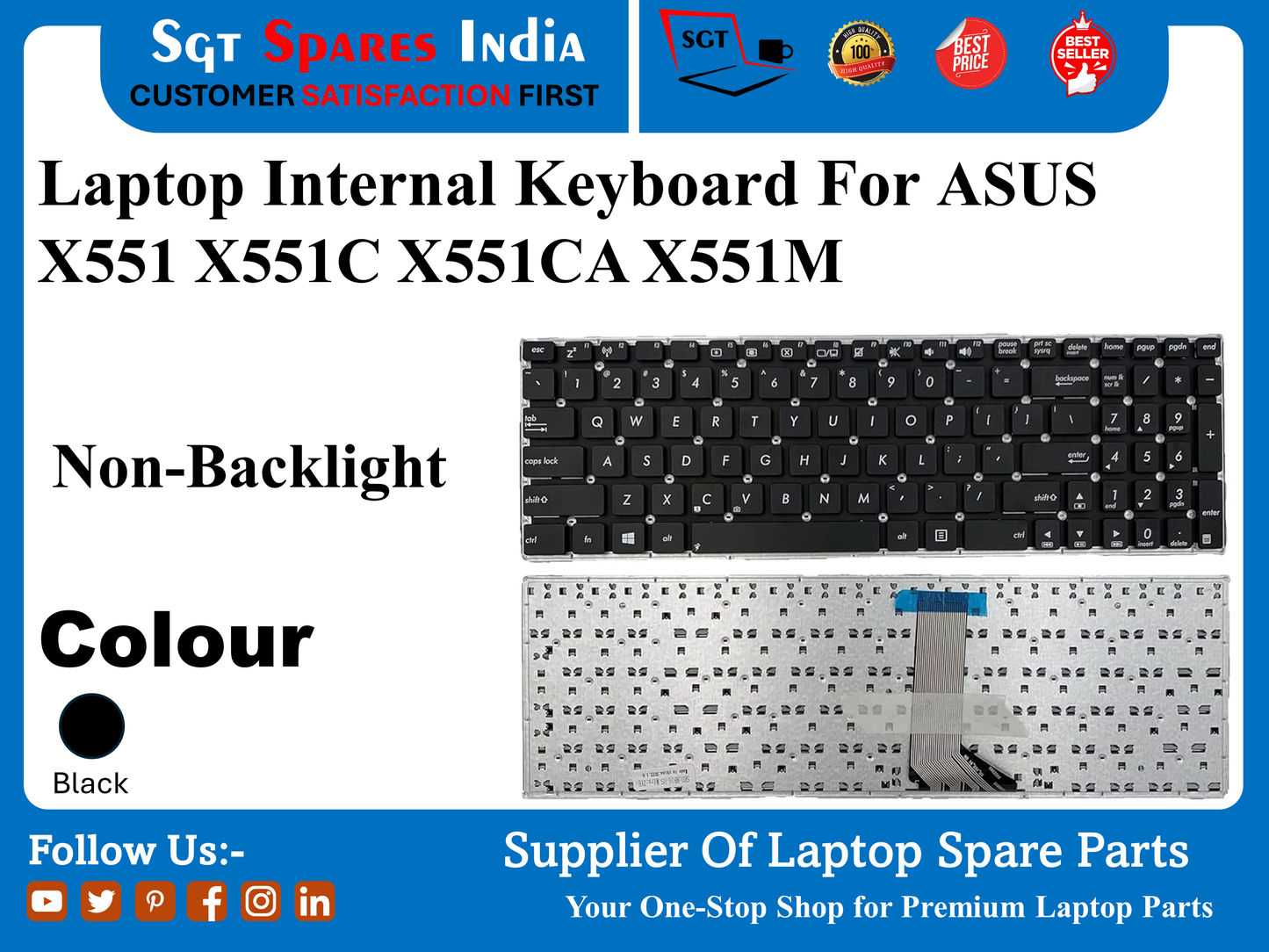 Laptop Internal Keyboard For ASUS X551 X551C X551CA X551M Non-Backlight Colour Black