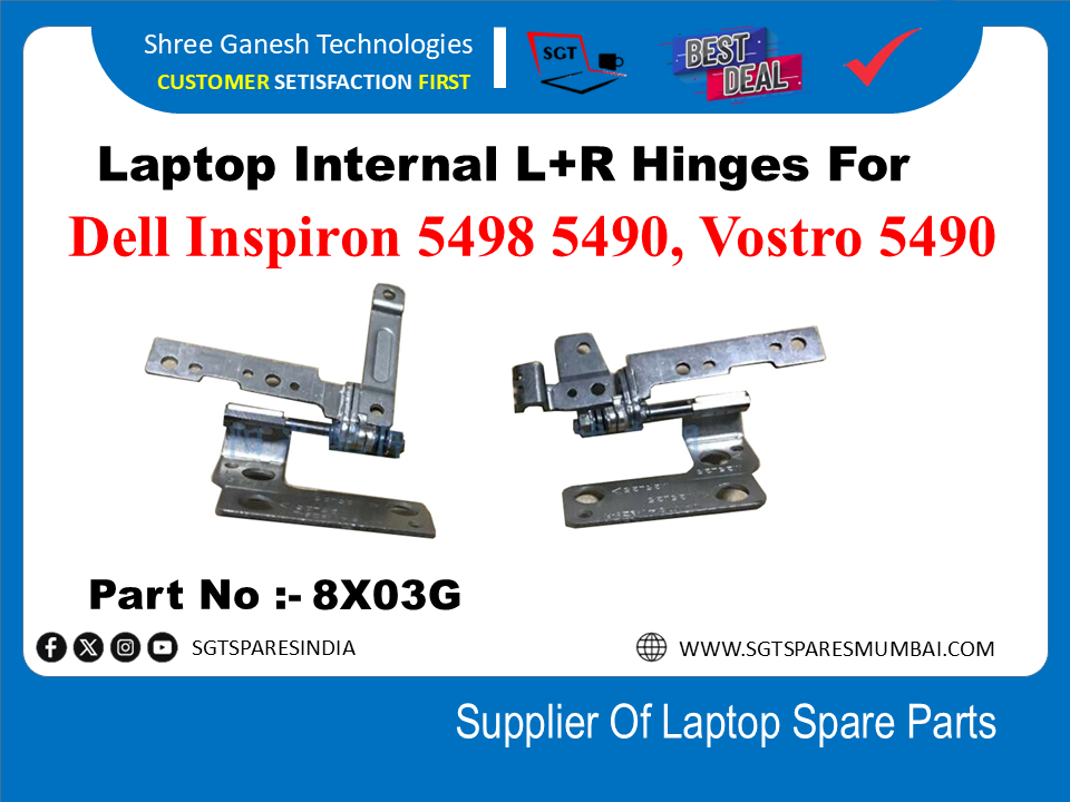 Laptop Internal L+R Hinges For Dell Inspiron 5498 5490, Vostro 5490 Part No :- 8X03G