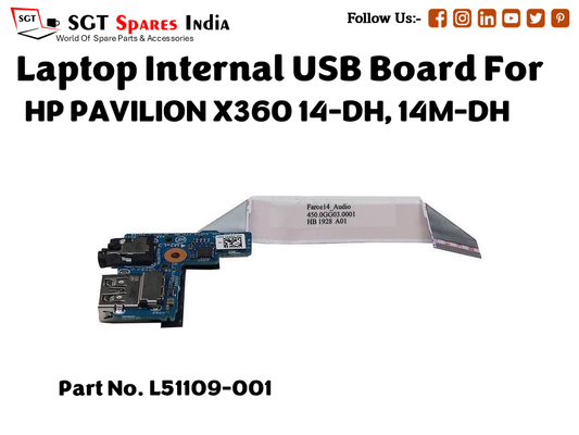 laptop Internal USB or IO board For HP PAVILION X360 14 DH, 14M DH Part no. L51109 001