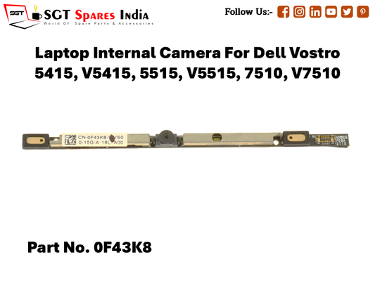 Laptop Internal Camera For Dell Vostro 5415, V5415, 5515, V5515, 7510, V7510 Part No. 0F43K8