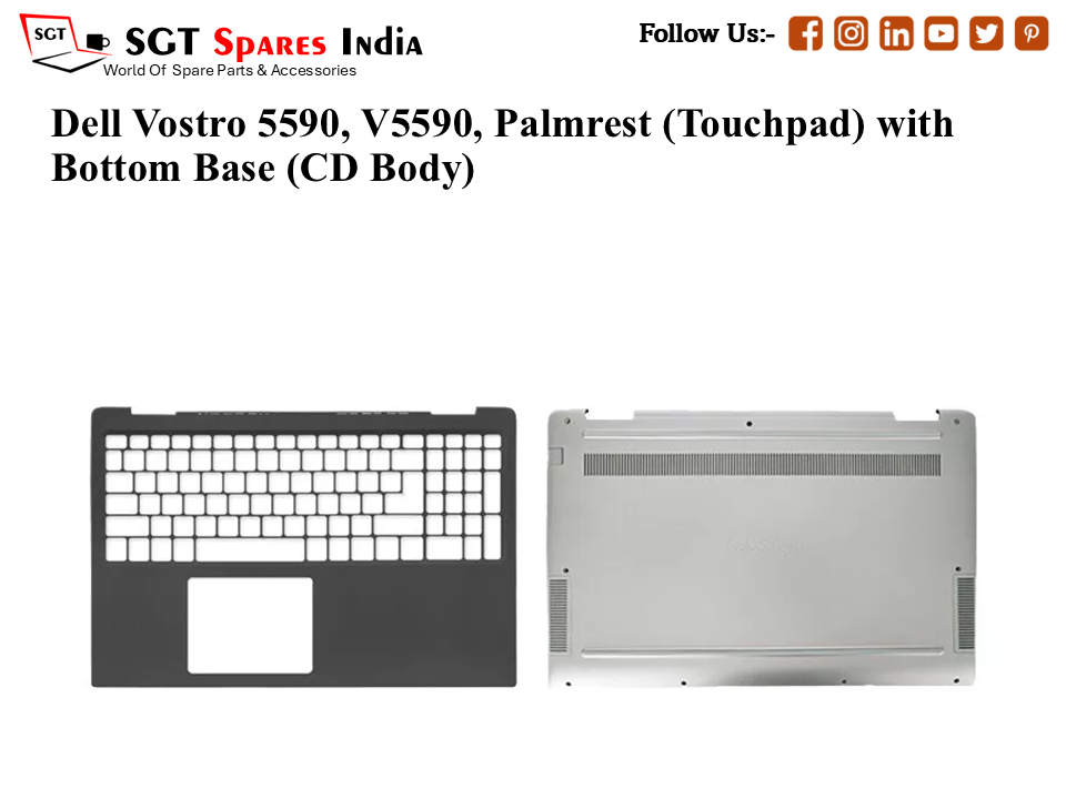 Dell Vostro 5590, V5590, Palmrest (Touchpad) with Bottom Base (CD Body)