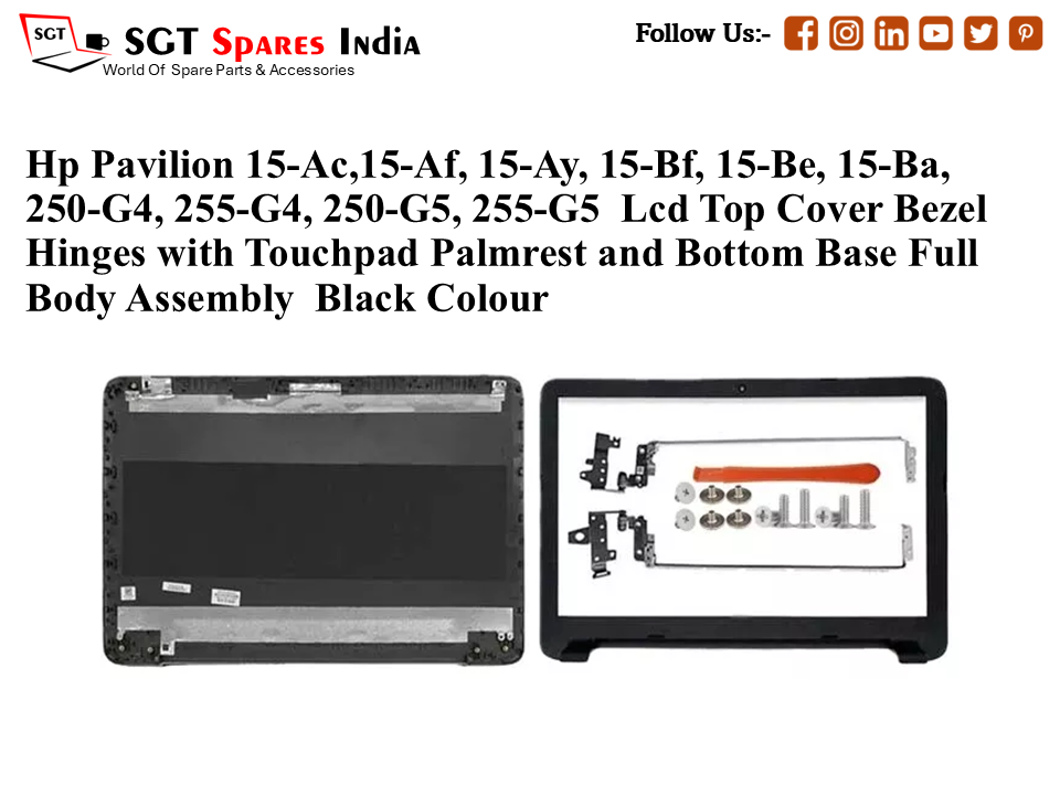 LAPTOP LCD TOP COVER WITH BAZEL WITH HINGES FOR HP PAVILION 15-AC,15-AF, 15-AY, 15-BF, 15-BE, 15-BA, 250-G4, 255-G4, 250-G5, 255-G5