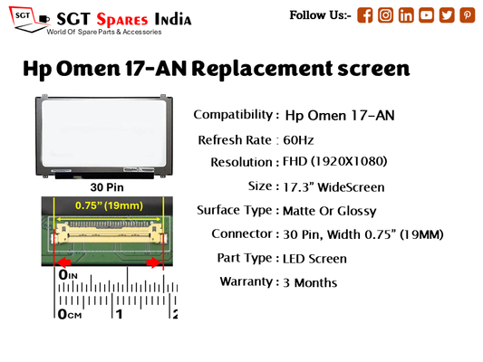 Hp Omen 17-AN Replacement screen