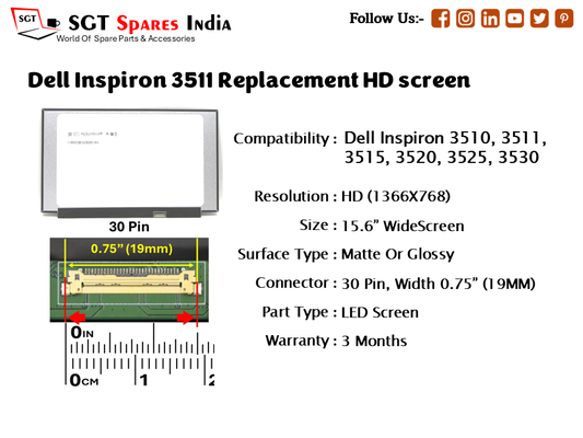 Dell Inspiron 3511 Replacement HD screen
