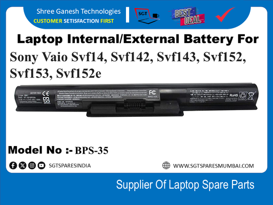 S-ony BPS-35 External  Battery For Sony Vaio Svf14, Svf142, Svf143, Svf152, Svf153, Svf152e