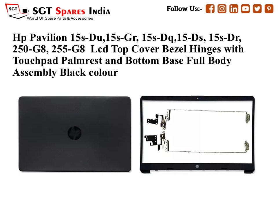 LAPTOP LCD TOP COVER WITH BAZEL WITH HINGES FOR HP PAVILION 15S-DU,15S-GR, 15S-DQ,15-DS, 15S-DR, 250-G8, 255-G8