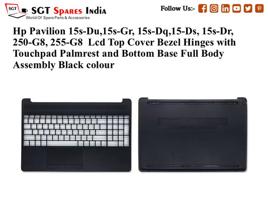 Hp Pavilion 15s-Du,15s-Gr, 15s-Dq,15-Ds, 15s-Dr, 250-G8, 255-G8 Palmrest (Touchpad) with Bottom Base (CD Body)