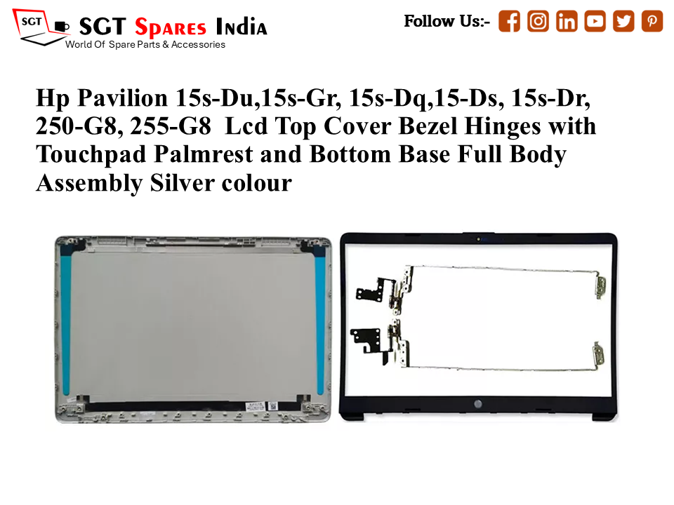 LAPTOP LCD TOP COVER WITH BAZEL WITH HINGES FOR HP PAVILION 15S-DU,15S-GR, 15S-DQ,15-DS, 15S-DR, 250-G8, 255-G8