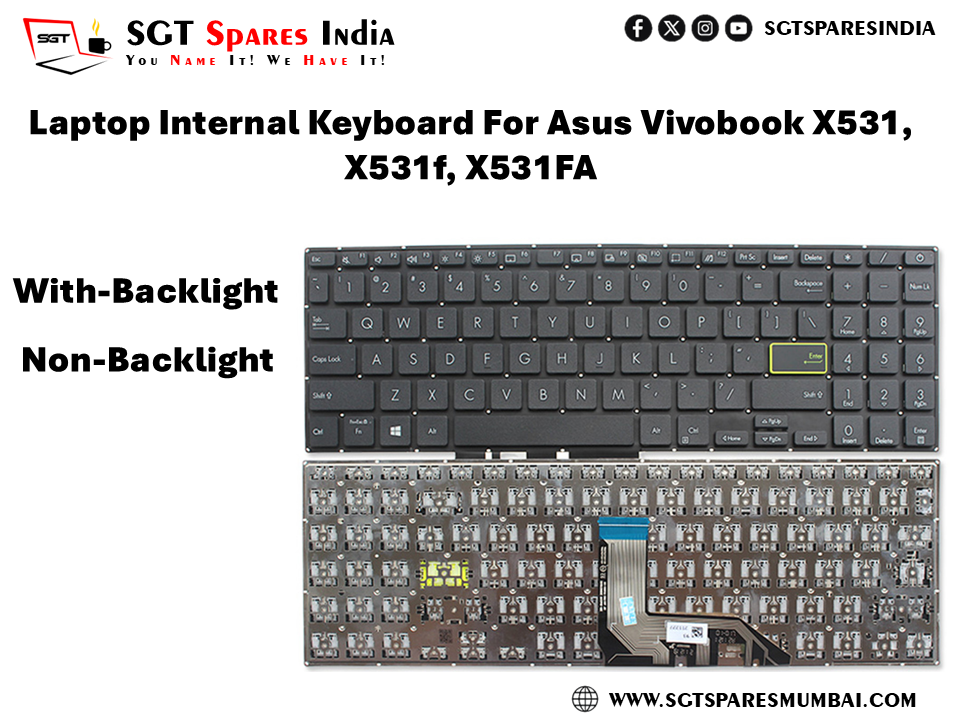 Laptop Internal Keyboard For Asus Vivobook X531, X531f, X531FA With-Backlight Non-Backlight Black colour