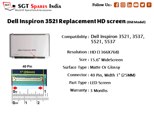 Dell Inspiron 3521 Replacement HD screen (Old Model)
