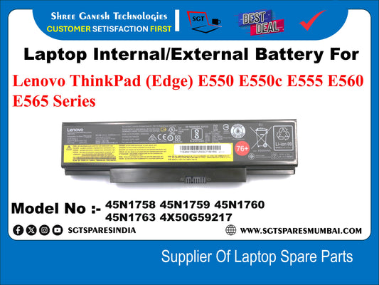 Laptop External Compatible Battery For Lenovo ThinkPad (Edge) E550 E550c E555 E560 E565 Series&nbsp; Model No :- 45N1758 45N1759 45N1760 45N1763 4X50G59217