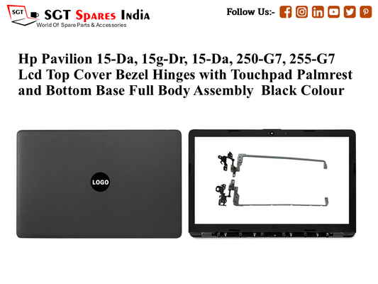 LAPTOP LCD TOP COVER WITH BAZEL WITH HINGES FOR HP PAVILION 15-DA,15G-DR, 15-DA, 250-G7, 255-G7