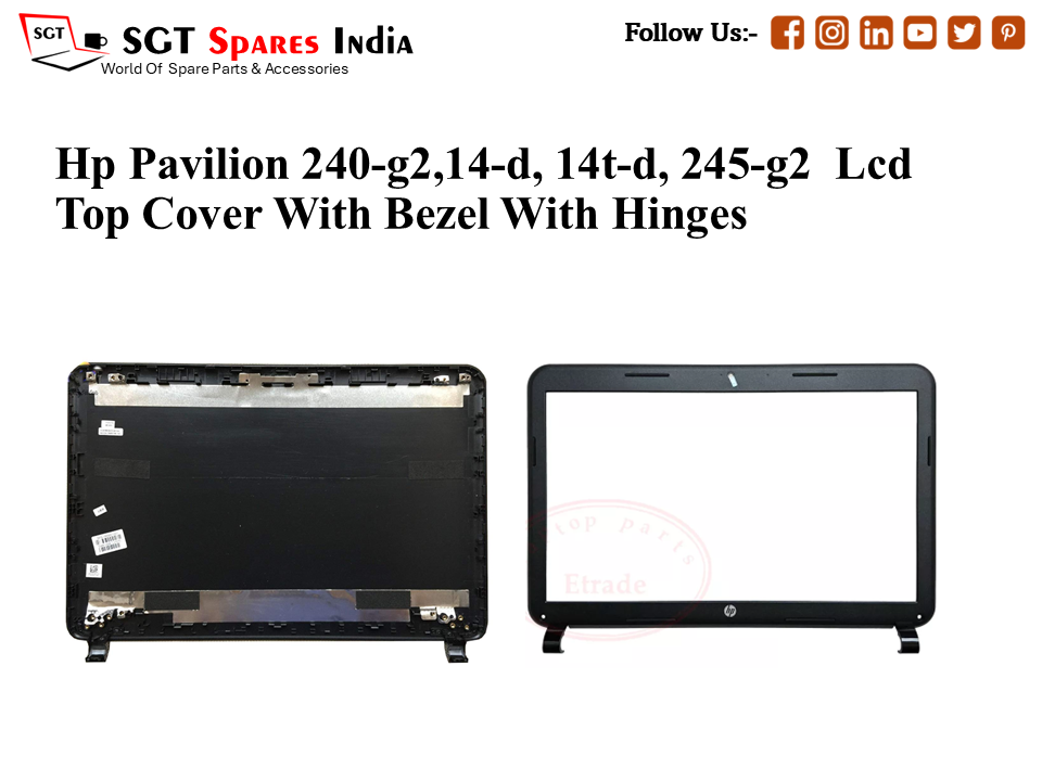 LAPTOP LCD TOP COVER WITH BAZEL WITH HINGES FOR HP PAVILION 240-g2,14-D, 14T-D, 245-G2