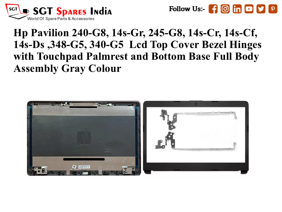 LAPTOP LCD TOP COVER WITH BAZEL WITH HINGES FOR HP PAVILION 240-G8,14S-GR, 245-G8, 14S-CR, 14S-CF, 14S-DS ,348-G5, 340-G5