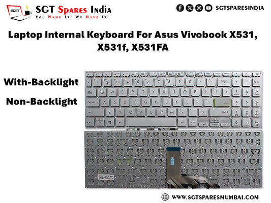 Laptop Internal Keyboard For Asus Vivobook X531, X531f, X531FA With-Backlight Non-Backlight silver colour