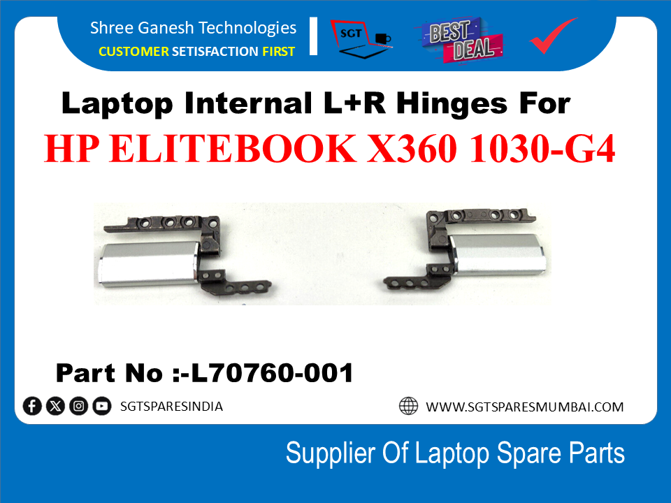 Laptop Internal L+R Hinges For HP ELITEBOOK X360 1030-G4  Part No :- L70760-001