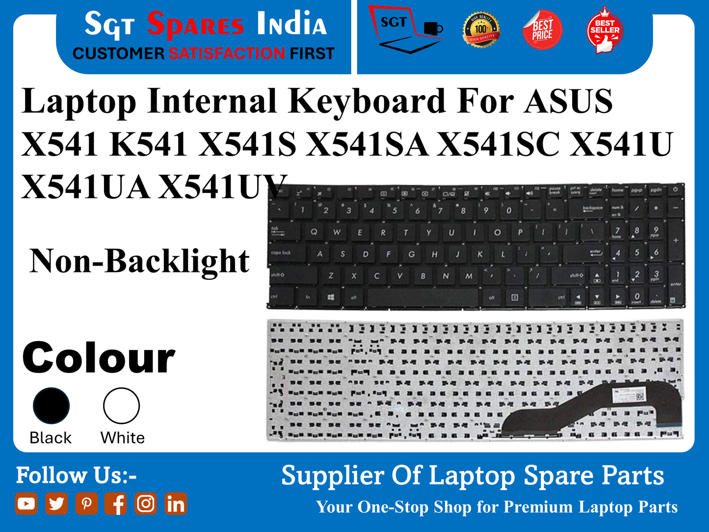 Laptop Internal Keyboard For ASUS X540 X540L X540LA X540LJ X540S X540SA X540SC X540LA-SI30205P Non-Backlight Colour Black