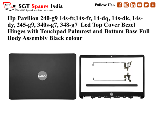 LAPTOP LCD TOP COVER WITH BAZEL WITH HINGES FOR HP PAVILION 240-g9 /14s-fr,14S-FR, 14-DQ, 14S-DK, 14S-DY, 245-G9, 340S-G7, 348-G7