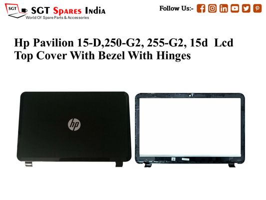 LAPTOP LCD TOP COVER WITH BAZEL WITH HINGES FOR HP PAVILION 15-D,250-G2, 255-G2, 15D