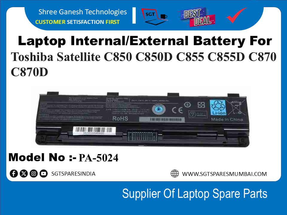 To-shiba PA-5024 External  Battery For Toshiba Satellite C850 C850D C855 C855D C870 C870D 