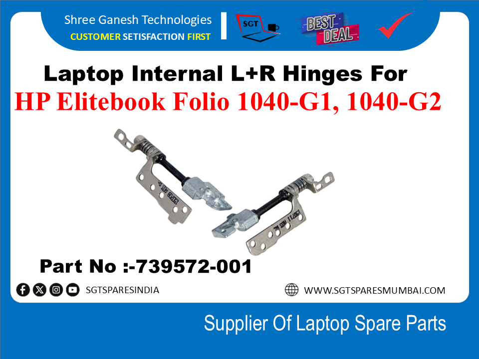 Laptop Internal L+R Hinges For HP Elitebook Folio 1040-G1, 1040-G2  Part No :-739572-001