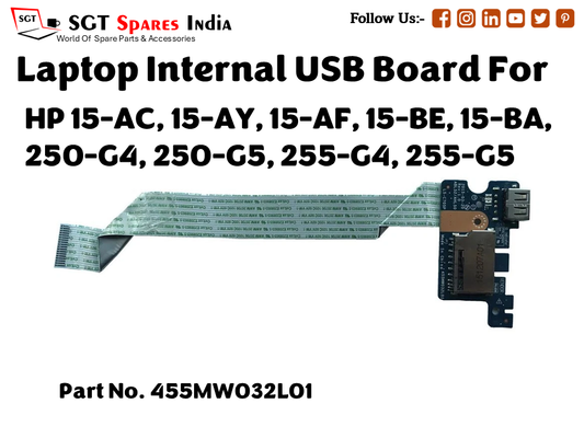 laptop Internal USB or IO board For HP 15 AC, 15 AY, 15 AF, 15 BE, 15 BA, 250 G4, 250 G5, 255 G4, 255 G5 Part no. 455MW032L01