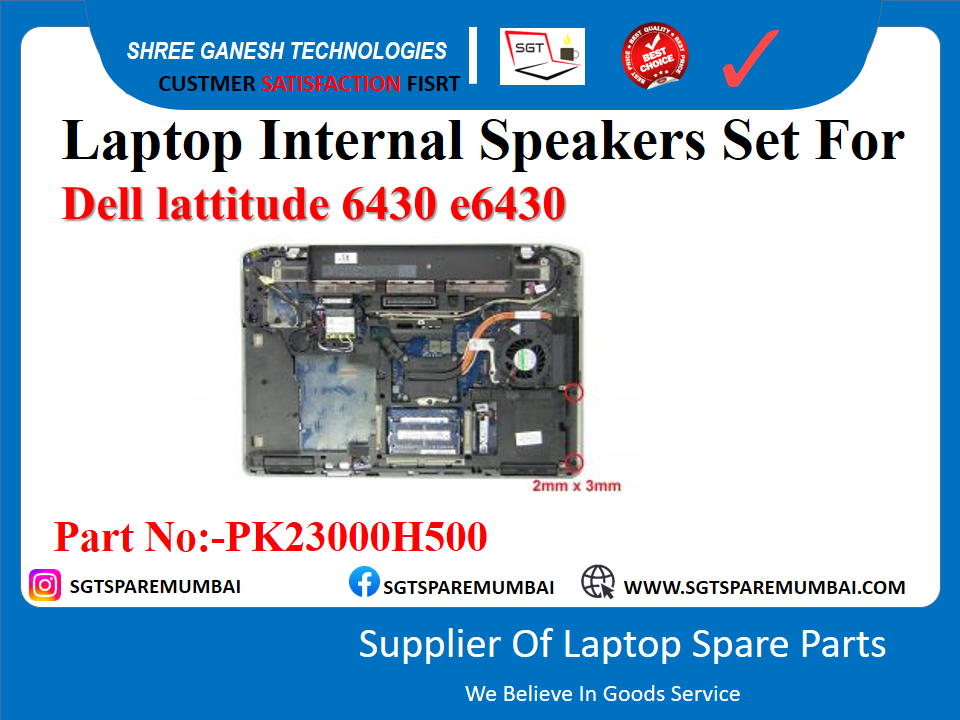 Laptop Internal Speakers Set For Dell lattitude 6430 E6430 Part No:-PK23000H500