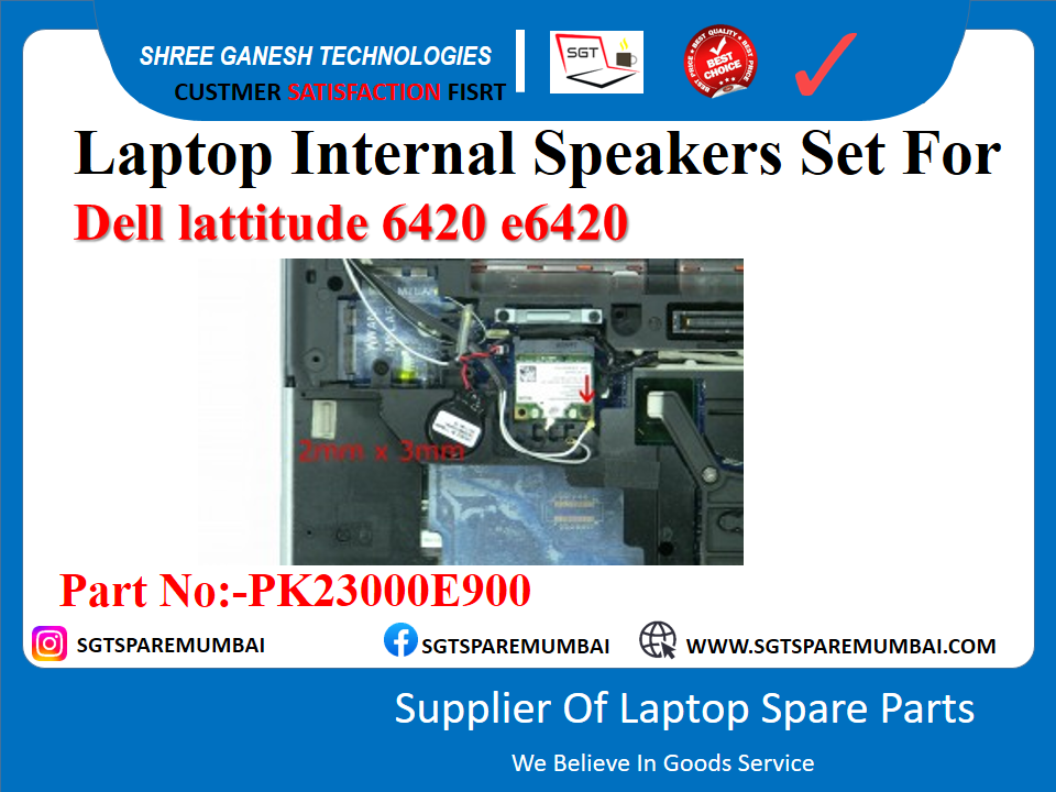 Laptop Internal Speakers Set For Dell lattitude 6420 e6420 Part No:-PK23000E900