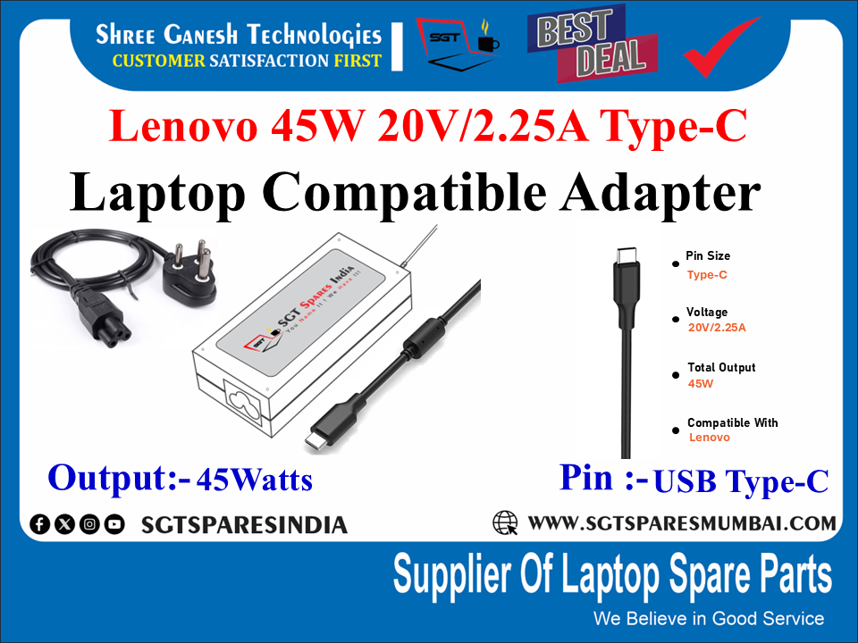 Lenovo 45W 20V/2.25A Type-C laptop compatile adapter