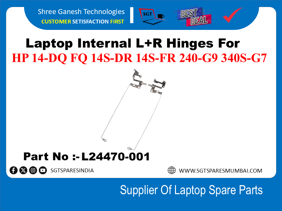 Laptop Internal L+R Hinges For HP 14-DQ FQ 14S-DR 14S-FR 240-G9 340S-G7  Part No :- L24470-001