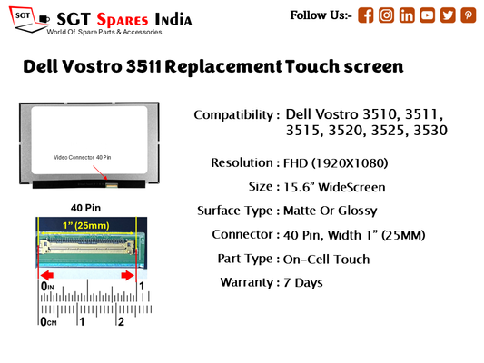 Dell Vostro 3511 Replacement Touch screen