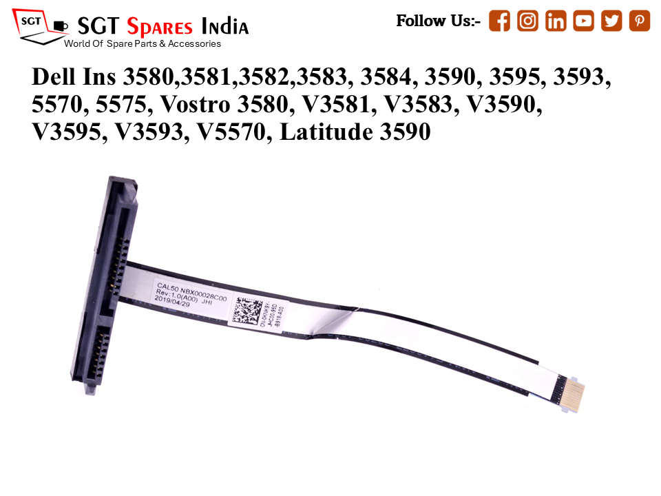 D-ell Ins 3580,3581,3582,3583, 3584, 3590, 3595, 3593, 5570, 5575, Vostro 3580, V3581, V3583, V3590, V3595, V3593, V5570, Latitude 3590 Laptop Hard-Disk (HDD) Cable