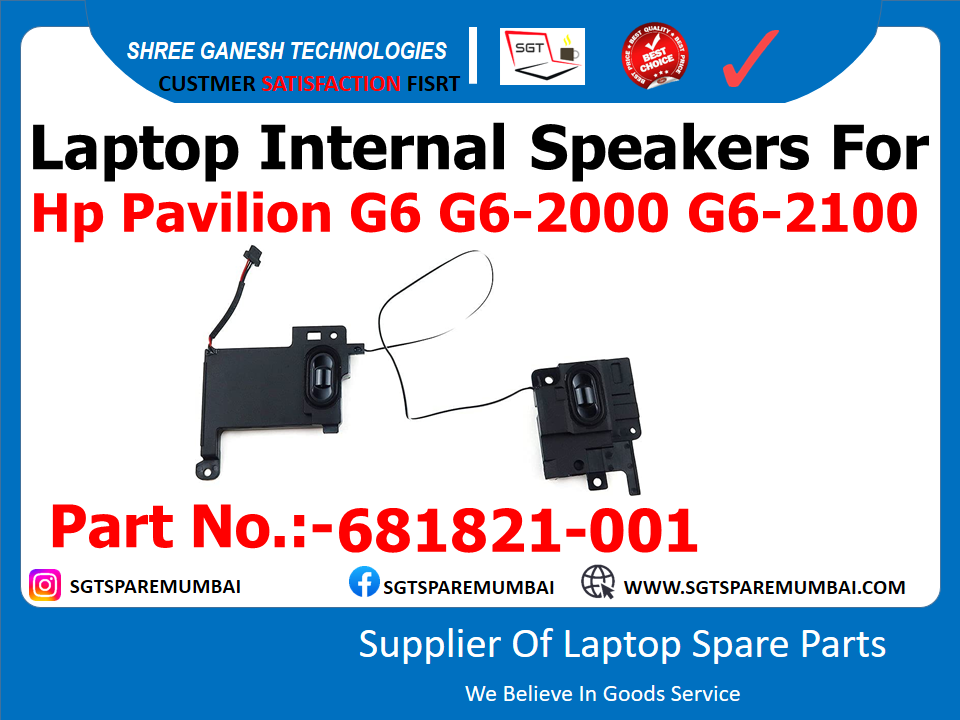 Laptop Internal Speakers For Hp Pavilion G6 G6-2000 G6-2100 Part No.:-681821-001