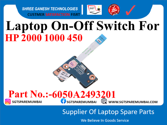 Laptop On-Off Switch For HP 2000 1000 450, CQ45, CQ58, 450 Part No.:-6050A2493201