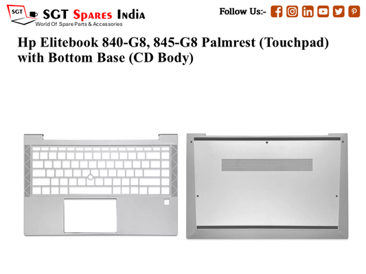 Hp Elitebook 840-G8, 845-G8 Palmrest (Touchpad) with Bottom Base (CD Body)