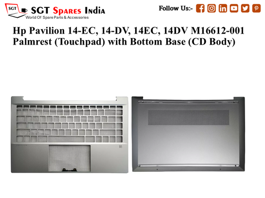 Hp Pavilion 14-EC, 14-DV, 14EC, 14DV Palmrest (Touchpad) with Bottom Base (CD Body)